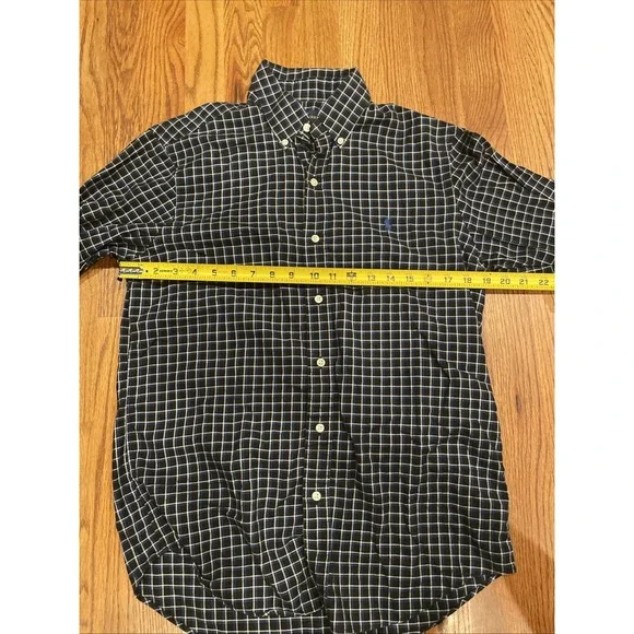 Ralph Lauren Men's Button Up Shirt Dark Blue Plaid Pony Size Small - Picture 9 of 11